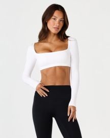 Freedom Scoop Long Sleeve Crop | White at CSB