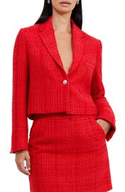 French Connection Azzurra Tweed Crop Blazer in Royal Scar at Nordstrom