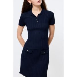 French Connection Crinkle Knit Slim Polo at Nordstrom
