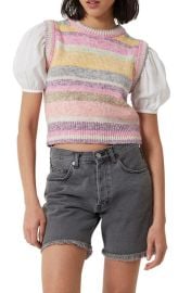 French Connection Kasper Stripe Mixed Media Sweater at Nordstrom