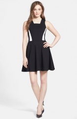 French Connection Lucy Colorblock Fit andamp Flare Dress at Nordstrom