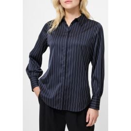 French Connection Pinstripe Satin Shirt in Porcelain Cream-Black at Nordstrom Rack at Nordstrom Rack