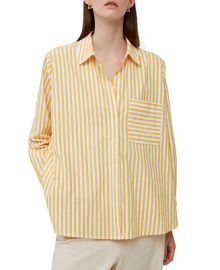 French Connection Womens Striped Point Collar Long Sleeve Top - Macys at Macys