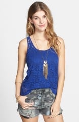 Frenchiand174 Sheer Lace Tank in blue at Nordstrom