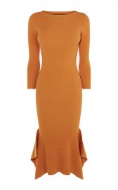 Frill Hem Knitted midi dress at Karen Millen