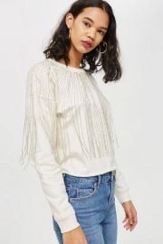 Fringe Crystal Sweatshirt at Topshop