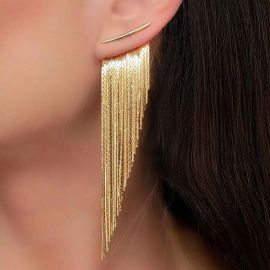 Fringe Tassel Earrings Gold Extra Long - at Etsy