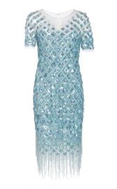 Fringe-Trim Sequined Tulle Dress by Pamella Roland at Moda Operandi