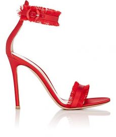 Fringed Caribe Satin Ankle-Strap Sandals at Barneys