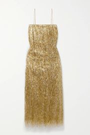 Fringed Lurex midi dress at Net a Porter