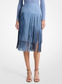 Fringed Suede Skirt in LAKE Michael Kors US at Michael Kors