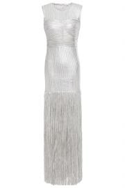 Fringed appliquéd metallic tulle gown at The Outnet