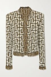 Fringed jacquard-knit jacket at Net a Porter