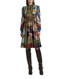 Fruit Print Silk Long Sleeve Minidress at Neiman Marcus