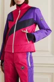 Fuchsia Thunderbolt color-block padded ski jacket PALM ANGELS NET-A-PORTER at Net a Porter