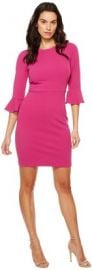 Fuchsia bell sleeve sheath dress by Donna Morgan at Donna Morgan