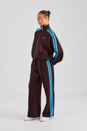 Funnel Neck Blue Taping Zip Through Tracksuit - Chocolate Womens Sets Shop Tracksuits at CERNUCCICOM Cernucci US at Cernucci