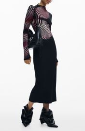 Funnel Neck Long Sleeve Rib Dress at Nordstrom