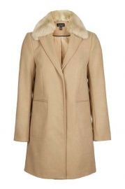 Fur Collar Boyfriend Coat at Topshop