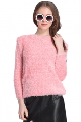 Furry pink sweater at Romwe