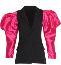 Fuschia Blazer Puff Sleeves at Fabjetsetter