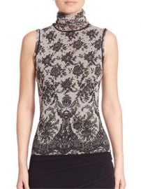 Fuzzi - Chantilly Lace-Print Turtleneck Top at Saks Fifth Avenue