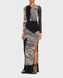 Fuzzi Cutout Fringe Tulle Gown at Neiman Marcus