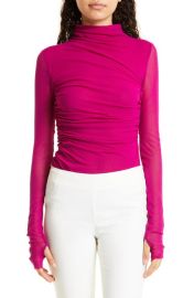 Fuzzi Lupetto Funnel Neck Mesh Top at Nordstrom