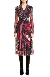 Fuzzi Mixed Print Long Sleeve Midi Dress at Nordstrom