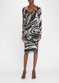 Fuzzi Ruched Animal Print Tulle Dress at Bergdorf Goodman