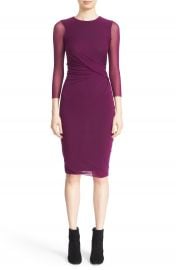 Fuzzi Sheer Sleeve Tulle Sheath Dress at Nordstrom