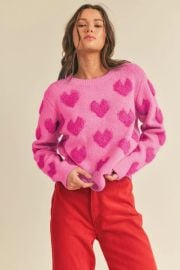 Fuzzy Heart Sweater Fuchsia Pink - Southern Fashion Boutique Bliss at Boutique Bliss