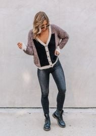 Fuzzy Love Colorblock Cardigan at Love Stitch