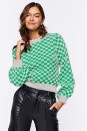 Fuzzy checkered sweater at Forever 21