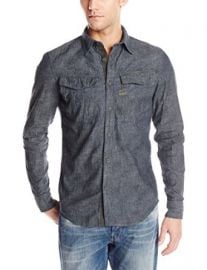 G-Star Menand39s Rovic Heathered Long-Sleeve Button-Front Shirt at Amazon