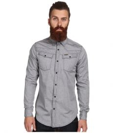 G-Star Tailor LS Shirt in Douglas Oxford Black Black at Zappos