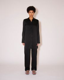 GABI - Oversized slip satin shirt - Black - at Nanushka