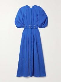 GABRIELA HEARST Elea buckled linen midi dress at Net a Porter