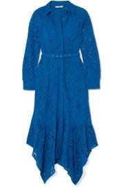 GANNI - Belted asymmetric corded lace dress at Net A Porter