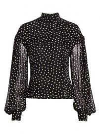 GANNI - Dotted Georgette Top at Saks Fifth Avenue