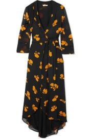 GANNI   Fairfax floral-print chiffon wrap dress at Net A Porter