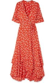 GANNI   Floral-print crepe de chine wrap dress at Net A Porter