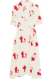 GANNI - Floral-print crepe de chine wrap dress at Net A Porter