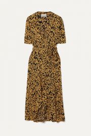 GANNI - Floral-print crepe de chine wrap dress at Net A Porter