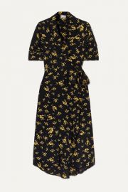 GANNI - Floral-print crepe wrap dress at Net A Porter