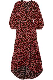 GANNI - Lindale floral-print crepe de chine wrap dress at Net A Porter