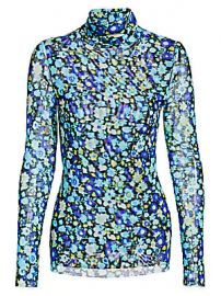 GANNI - Mesh Floral Turtleneck Top at Saks Fifth Avenue