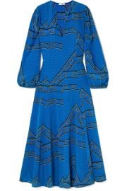 GANNI - Printed silk crepe de chine maxi dress at Net A Porter