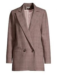 GANNI - Suiting Plaid Double-Breasted Blazer at Saks Fifth Avenue