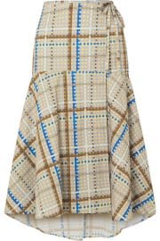 GANNI - Tiered checked cotton-poplin wrap skirt at Net A Porter